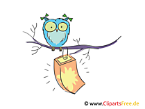 Uhu auf dem Ast Illustration, Clipart, Bild gratis