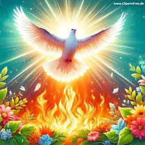ดอกไม้ ไฟ นกพิราบภาพตัดปะสำหรับ Pentecost