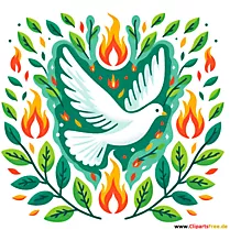 Colomen wen yn hedfan - clipart Pentecost