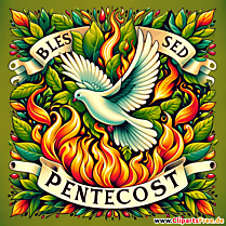 Tarjeta de felicitación de Pentecostés en inglés.