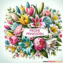 Ευχετήρια κάρτα της Πεντηκοστής με μπουκέτο λουλούδια