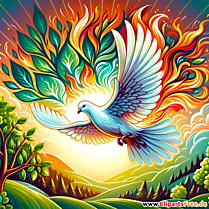 Голубь на небесах - поздравительная открытка Пятидесятницы