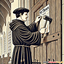 Illustration Martin Luther Thesenanschlag