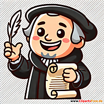 Reformationstag Bild im Cartoonstil mit Martin Luther
