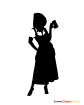 Silhouette Bavarian Woman on Oktoberfest Clipart