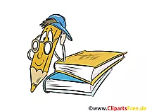 Bücher und Buntstift-Maskottchen Cliparts, Cartoon, Bild