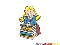 Clipart Streber, Streberin, Schülerin, Bücher Stapel