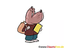 Comic Hund geht in die Schule Clip Art