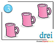 Drie - clipart voor wiskundelessen