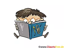 Illustration Junge liest Buch, Schule, Schüler, Lernen