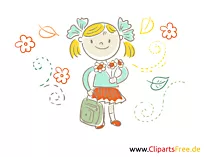 Kostenlose Illustration Mädchen, Schülerin geht in die Schule