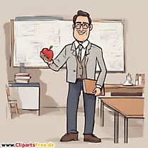 Teacher in classroom image, clipart, illustration