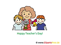 Lehrerin und Schüler Clipart, Bild, Glückwünsche