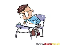 Lernen, Lesen, Junge, Schüler, Schulbild, Comic, Clipart