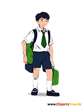 Manga boy on the way to school clip art free
