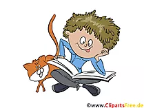 Schüler, Junge liest ein Buch Illustration, Bild, Grafik