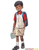 Schoolboy smiles, boy with backpack School themed clipart