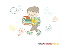 Schüler mit Bücher Clipart, Bild, Grafik, Comic