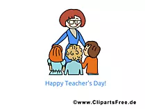 Schüler und Lehrerin Clipart, Bild, Karte, Glückwünsche