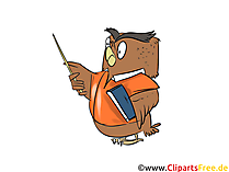 Uhu als Lehrer Cartoon, Comic, Clipart, Grafik kostenlos