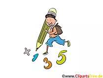 Zahlen schreiben lernen, Mathe, Unterricht Clipart, Comic, Bild