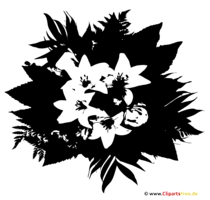 Blumenstrauß Clipart Schwarz-Weiss