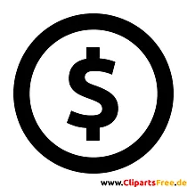 Dollarzeichen Clipart, Bild, Grafik, Illustration schwarz-weiss