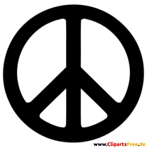 Peace Sign Clip Art black and white to download