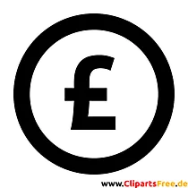 Pfund Zeichen Clipart, Bild, Grafik, Illustration schwarz-weiss