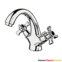 Wasserhahn Clipart schwarz-weiss