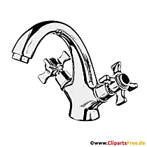 Wasserhahn Clipart schwarz-weiss