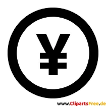 Yen Zeichen Clipart, Bild, Grafik, Illustration schwarz-weiss