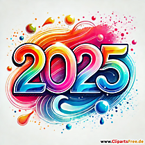 Kolorowe cyfry 2025 na Sylwestra Obraz PNG