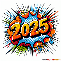 Obraz w stylu komiksowym 2025 na Sylwestra