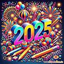 Clipart z numerami 2025 na Sylwestra