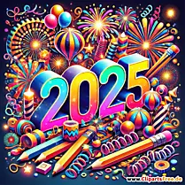 Illustraties met cijfers 2025 voor oudejaarsavond
