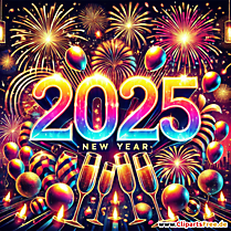 Fajerwerki i numer 2025 na sylwestrową sztukę clipart