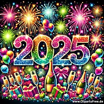 Gelukkig Nieuwjaar 2025 kleurrijke illustratie