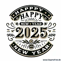 Gelukkig Nieuwjaar 2025 Vintage Clipart - Afbeeldingen voor oudejaarsavond