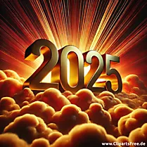 Jaar 2025 cijfers in goud - clipart voor oudejaarsavond