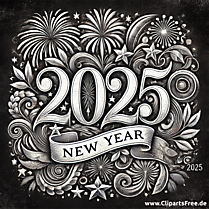 Vintage ilustracja sylwestrowa 2025