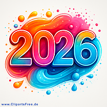 2026 bunte Zahlen zum Silvester PNG-Bild