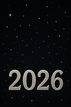 2026 E-Karte mit silbernen 3d-Zahlen zum Silvester