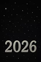 2026 E-Karte mit silbernen 3d-Zahlen zum Silvester