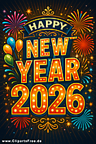 2026 Frohes Neues Jahr Glückwunschkarte
