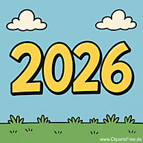 2026 Glückwunsch zum Neujahr im Cartoonstil