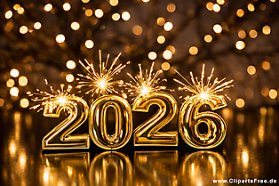 2026 залатыя лічбы для навагодняй ночы PNG выява