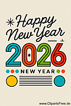 2026 Grusskarte 'Happy New Year'