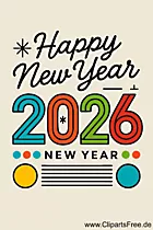 2026 Grusskarte 'Happy New Year'