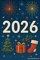 Silvester 2026 klassische Karte, Illustration